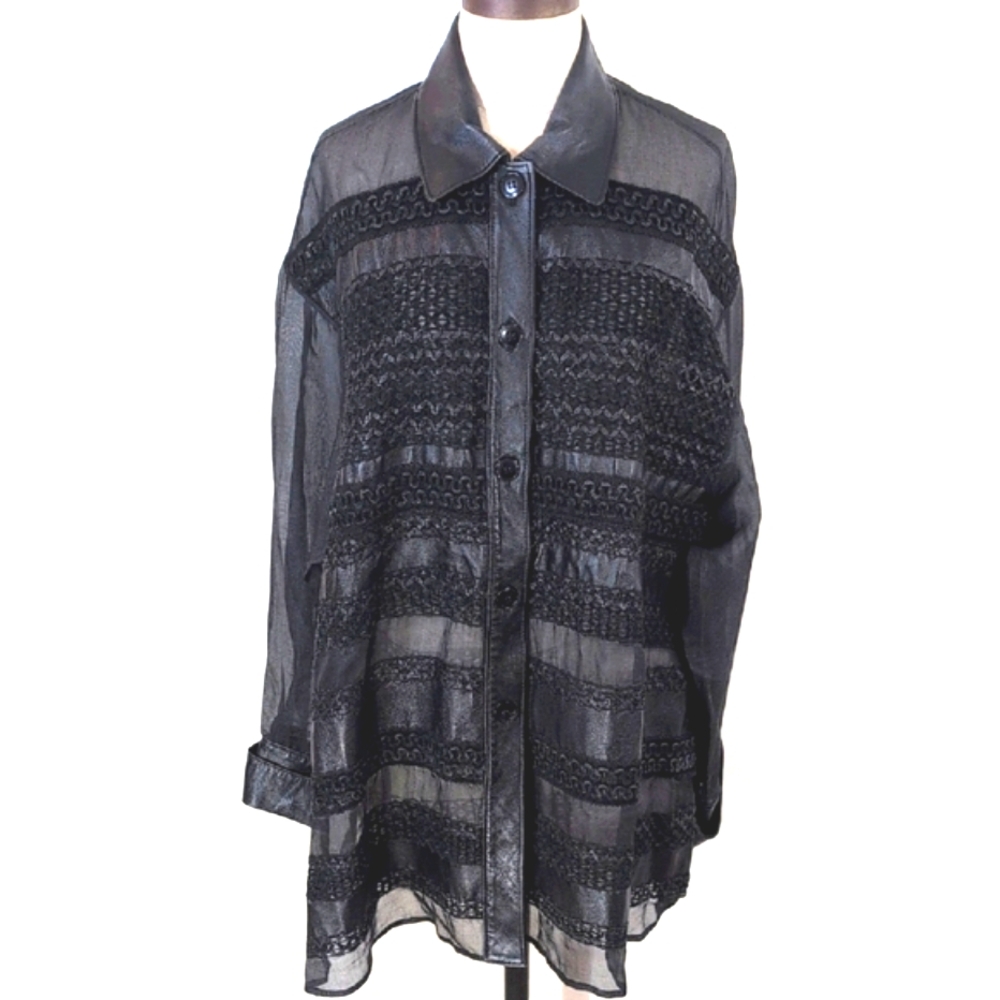 Vintage Suede woven, sheer long sleeve button up. P. T. S Tomas Stefanelli. XL